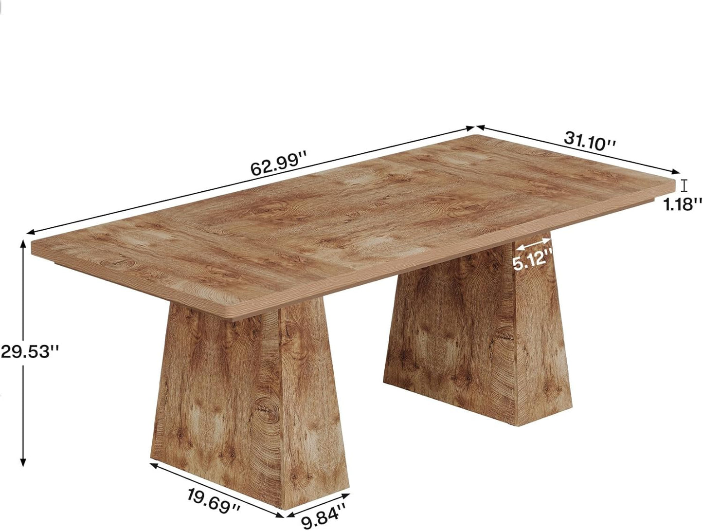 Tribesigns 63-Inch Executive Desk, Large Office Computer Desk with Double Pedestal, Modern Simple Workstations Writing Table Conference Table Business Furniture for Home Office, Natural