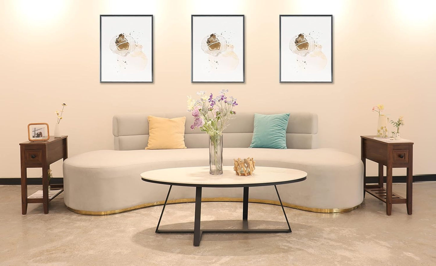 2 Pack Chairside Narrow End Table with Drawer, Solid Recliner Side Table with Storage Shelf, Slim Nightstand Bedside Table for Bedroom