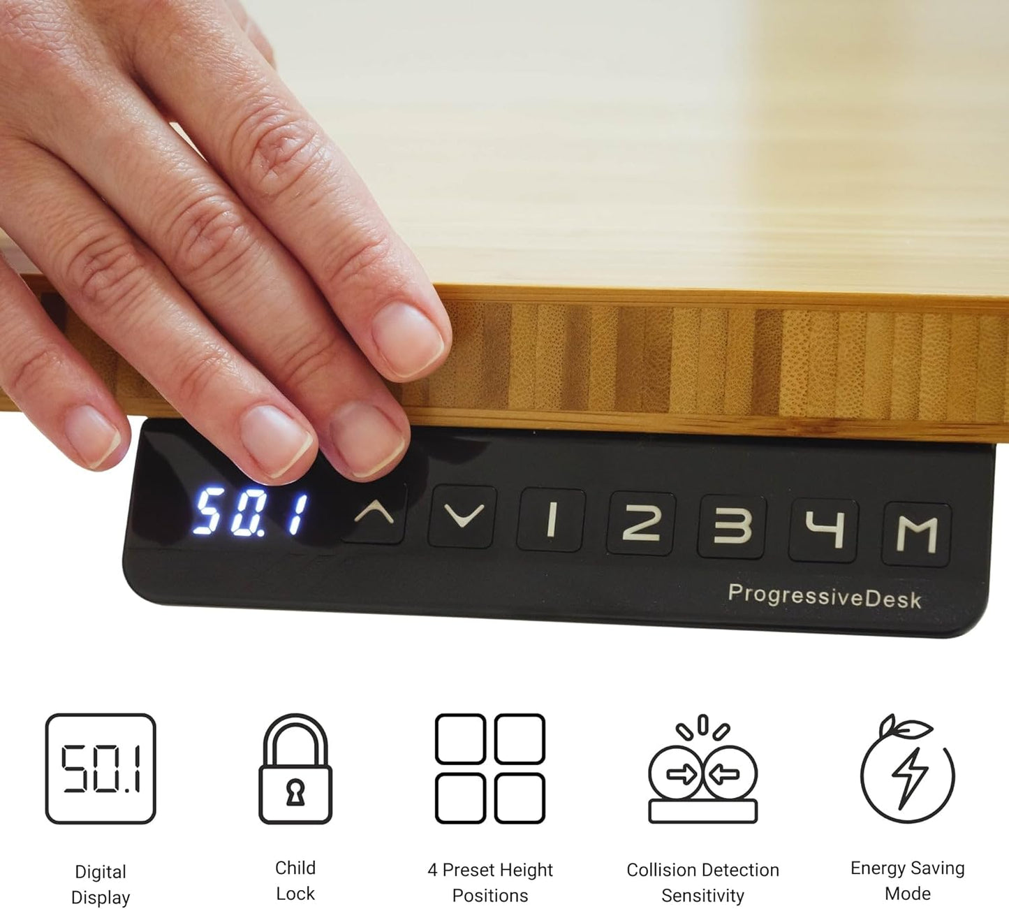 Progressive Desk Stand Up Adjustable Height Electric Standing Desk - 60"x30" Dual Motor, Computer Workstation Sit Stand Table for Home Office - Light Walnut, White Frame