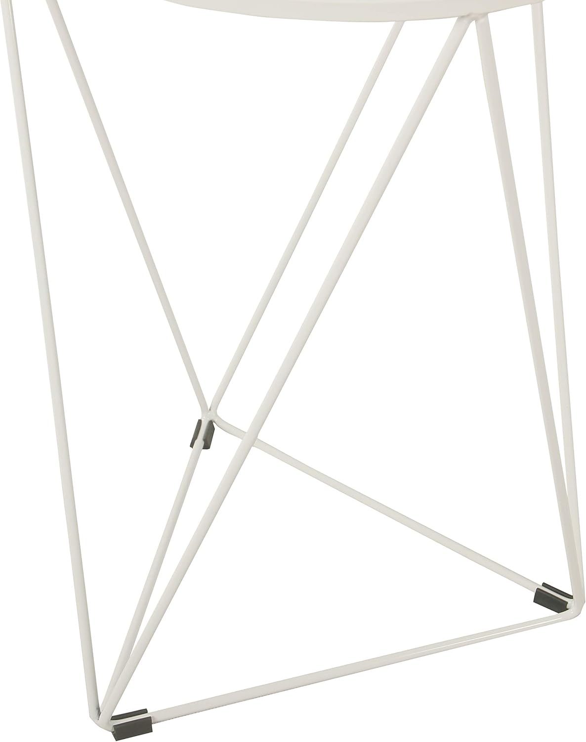 HomePop Metal Accent Table Triangle Base Round Mirror Top, White 18.24D x 24W x 18H in