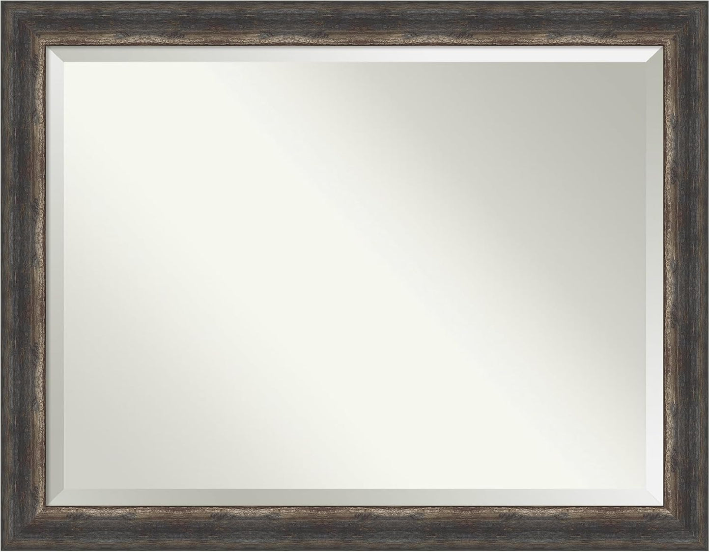 Amanti Art Brown Wall Mirror 35x45 Bark Rustic Char Rectangle Bathroom Mirror for Wall Decor Living Room, X-Large Rustic Farmhouse Frame, Hangs Horizonally and Vertically, Bathroom Decor, Beveled Edge