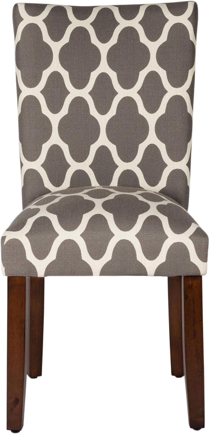 HomePop Parsons Classic Upholstered Accent Dining Chair, Set of 2, Grey and Cream Geometric