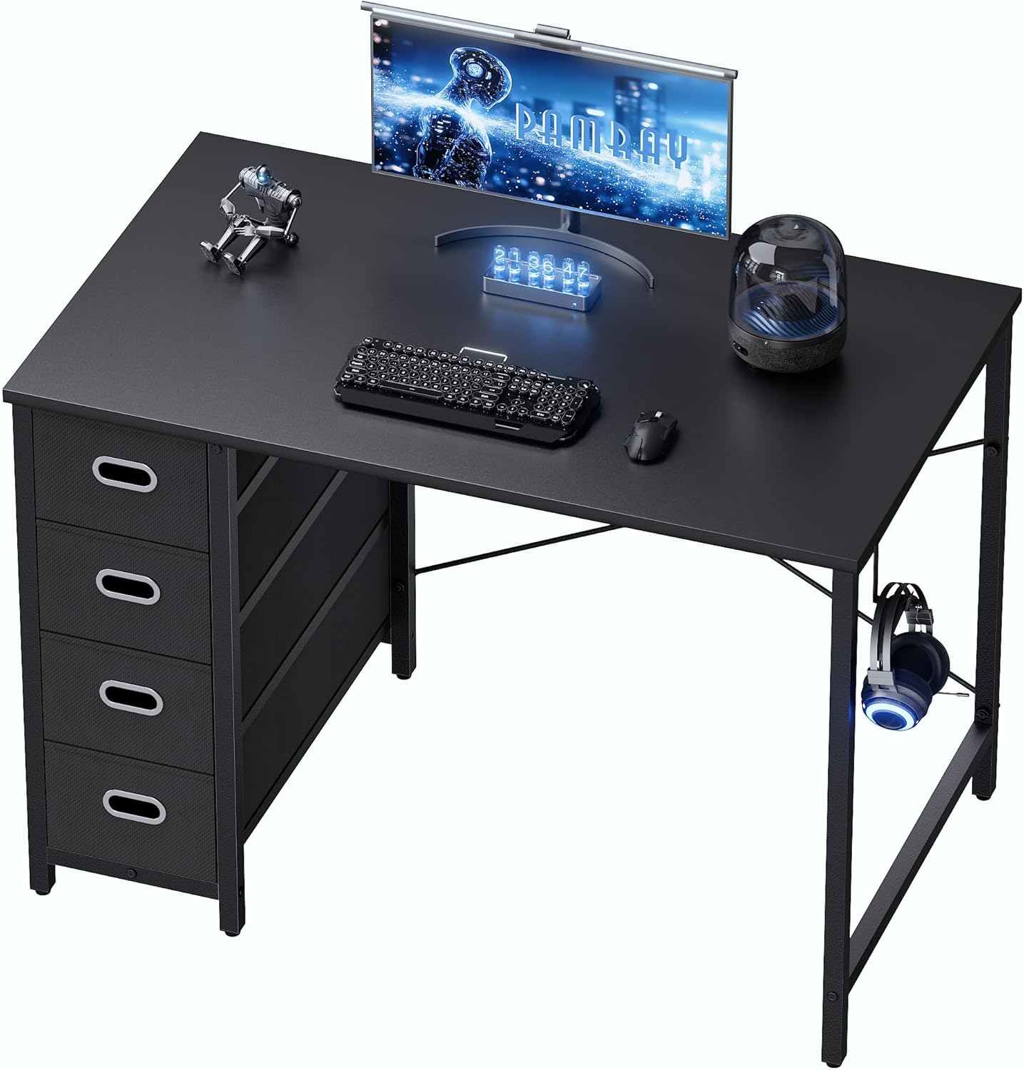 Pamray 40 Inch Computer Desk with 4 Drawers Small Office Desk for Home Bedroom Study Writing Simple Modern Computer Table Black