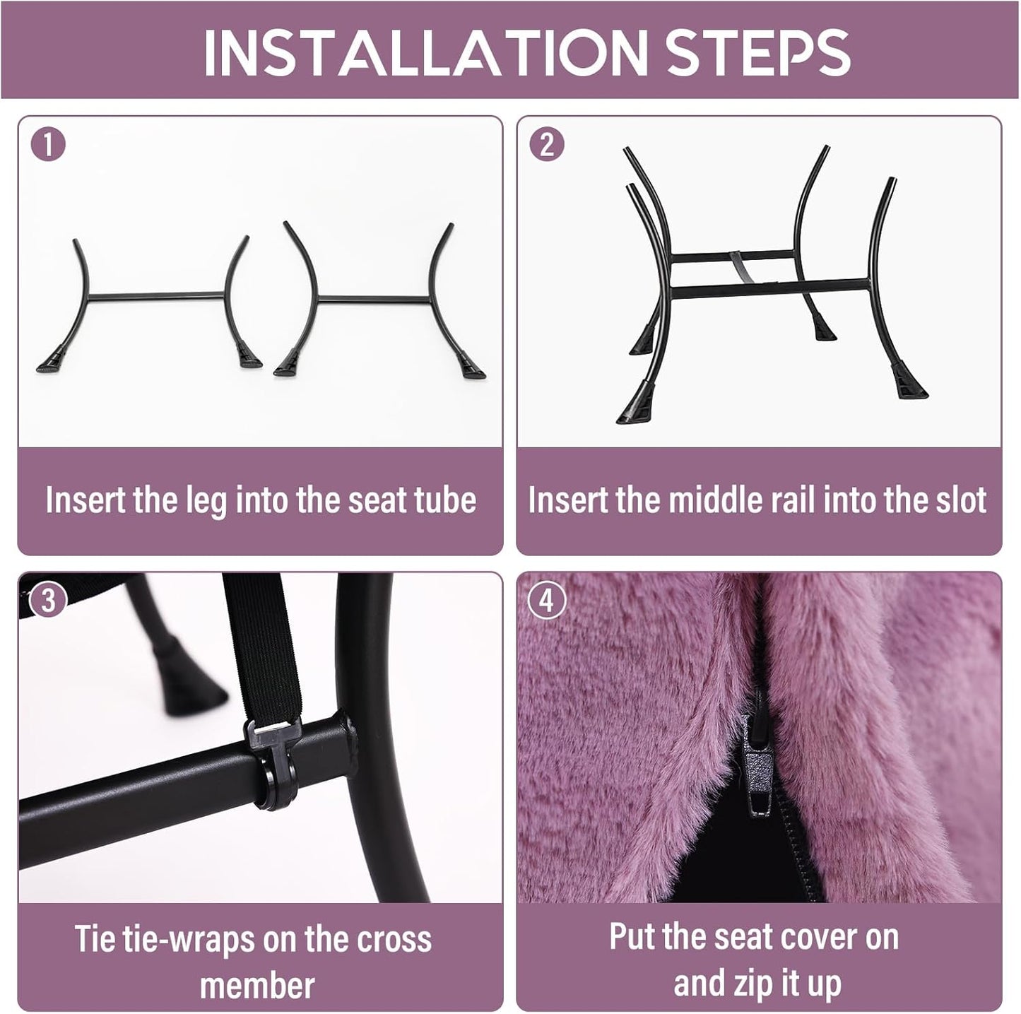 Lazy Chair with Folding Ottoman, Modern Accent Lounge Armchair with Armrests and a Side Pocket & Foldable Footstool, Leisure Reading Chair for Living Room, Bedroom, Dorm & Office, Plush Purpl