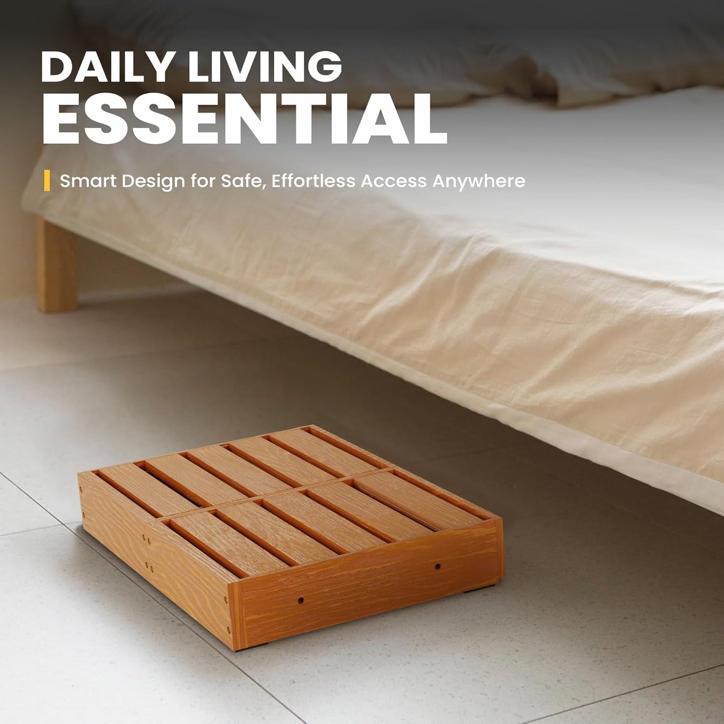 Wooden Step Stool, Durable Pine Wood Platform 23.6" x 15.9", 3.5" High, Supports 450 lbs, Sturdy Minimalist Low Step for Kitchen, Bedroom, Bathroom, Living Room & Indoor Home Décor