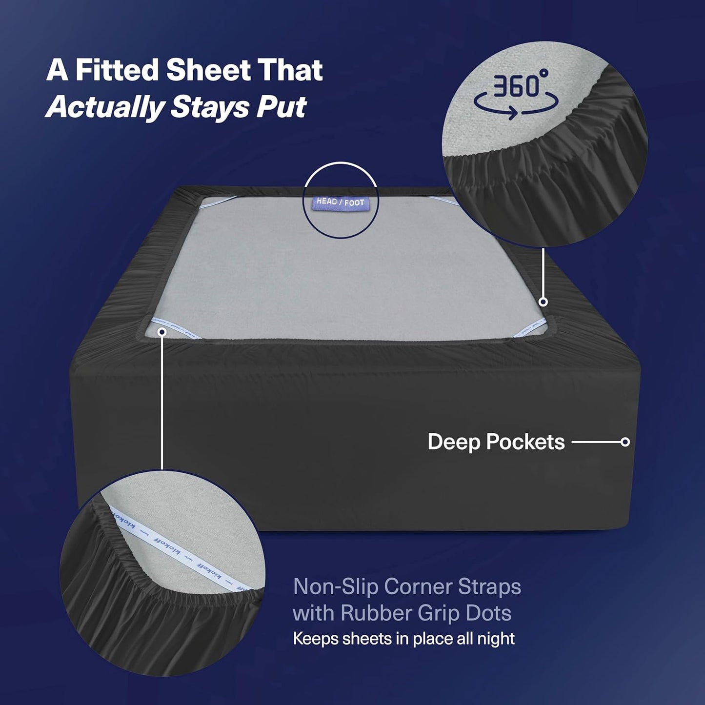 Kickoff Viscose Bamboo Sheets King Size 4-pc 100% Organic Bamboo Viscose Bed Cooling Sheets King Size Set Cool Bedding for hot Sleepers Sheet, Flat, Fitted, Pillowcases (Pewter,K)