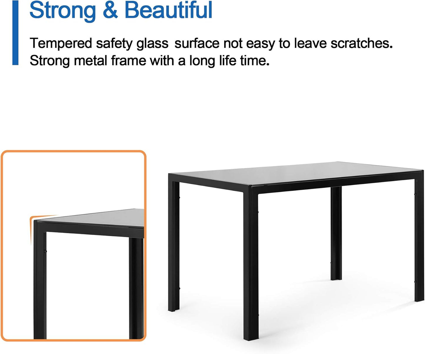 Ball & Cast 5 Pieces Dining Table Set with 4 Faux Leather Chairs,Wooden Living Room Furniture W/ 47.25" Rectangle Kitchen Desk,for Restaurant,Home Bistro,White