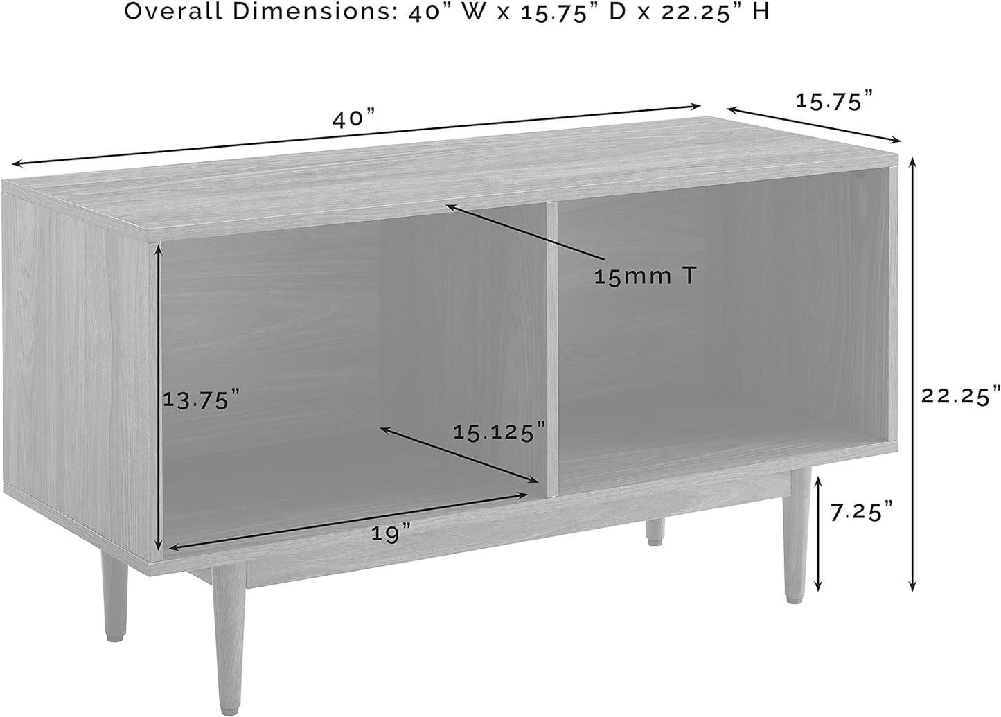 Crosley Furniture Liam Medium Vinyl Record Storage TV Stand and Entertainment Center, Media Console, Black
