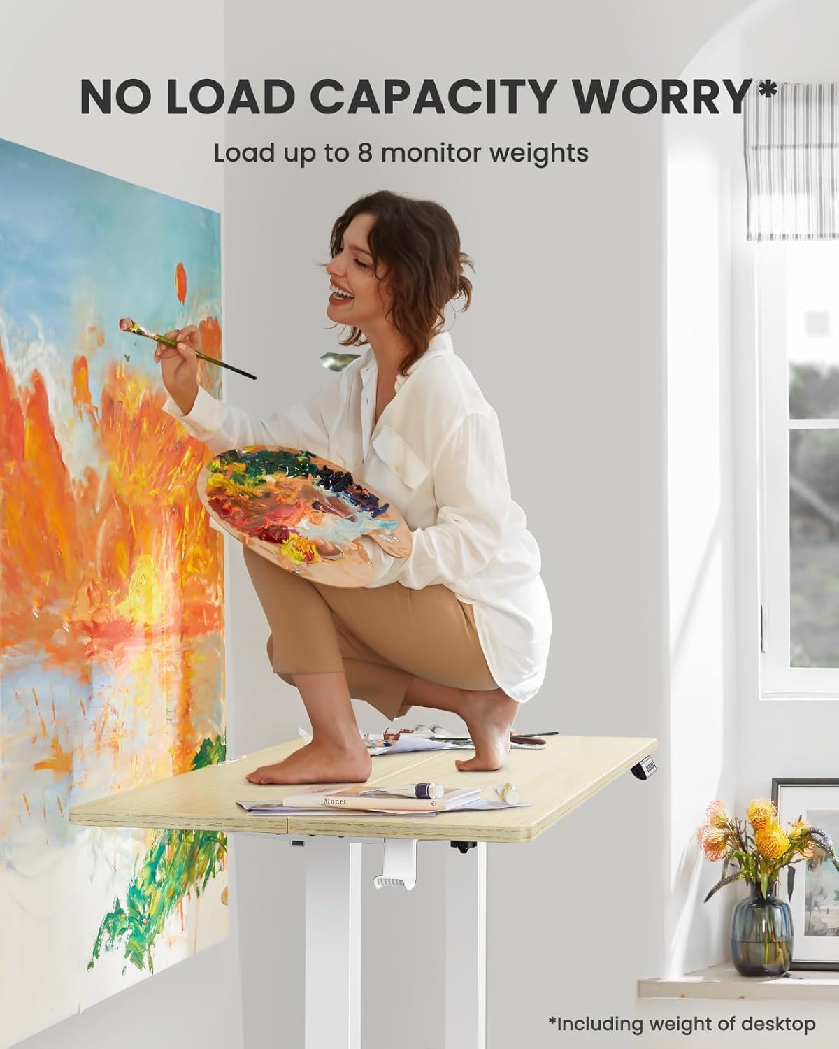 ErGear Height Adjustable Electric Standing Desk, 71 x 30 Inches Sit Stand up Desk, Memory Computer Home Office Desk Large Desk with Two-Piece Desktop (Natural)