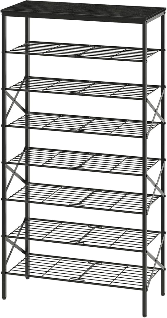 8 Tier Shoe Rack, Large Capacity Shoe Storage Organizer Holds 32 Pairs, Sturdy and Stable, for Entryway, Hallway, Closet, Dorm Room, Black SS08BB