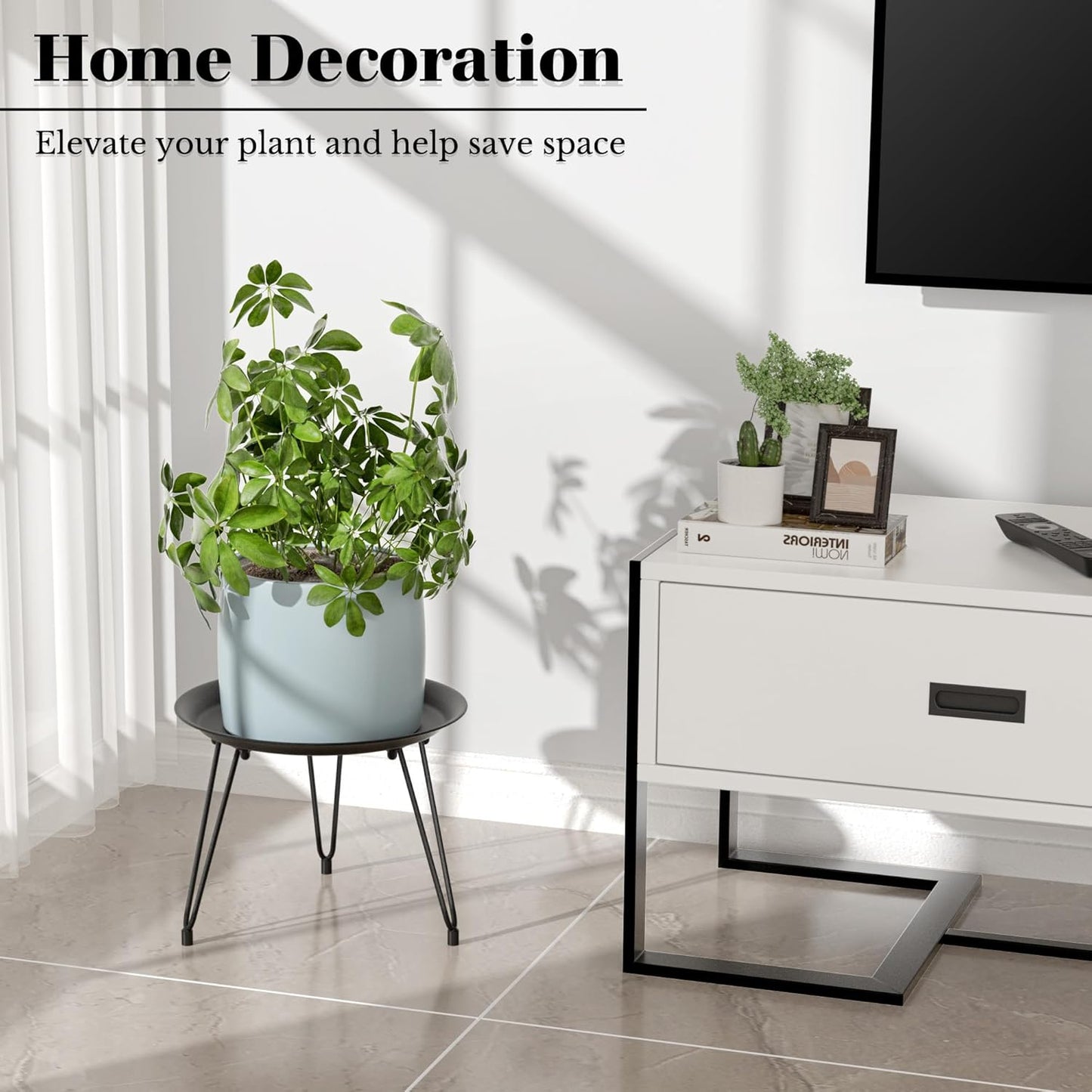 SUEH DESIGN Plant Stand Indoor, Metal Plant Stand Round Plant Table Heavy Duty Plant Stool Flower Pot for Indoor Outdoor Home Decor, 1 Pack Short