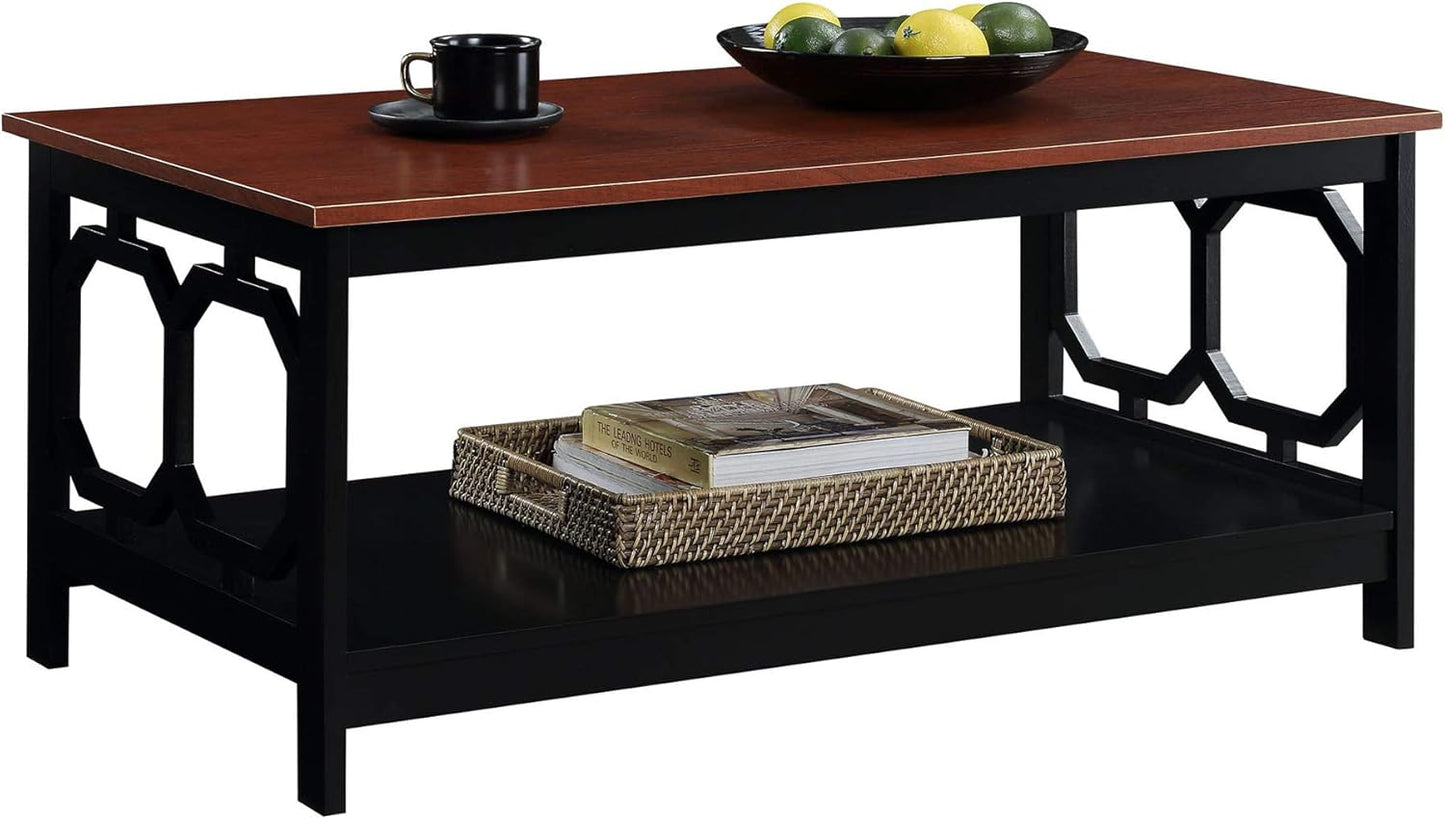 Convenience Concepts Omega Coffee Table, Cherry Top / Black Frame