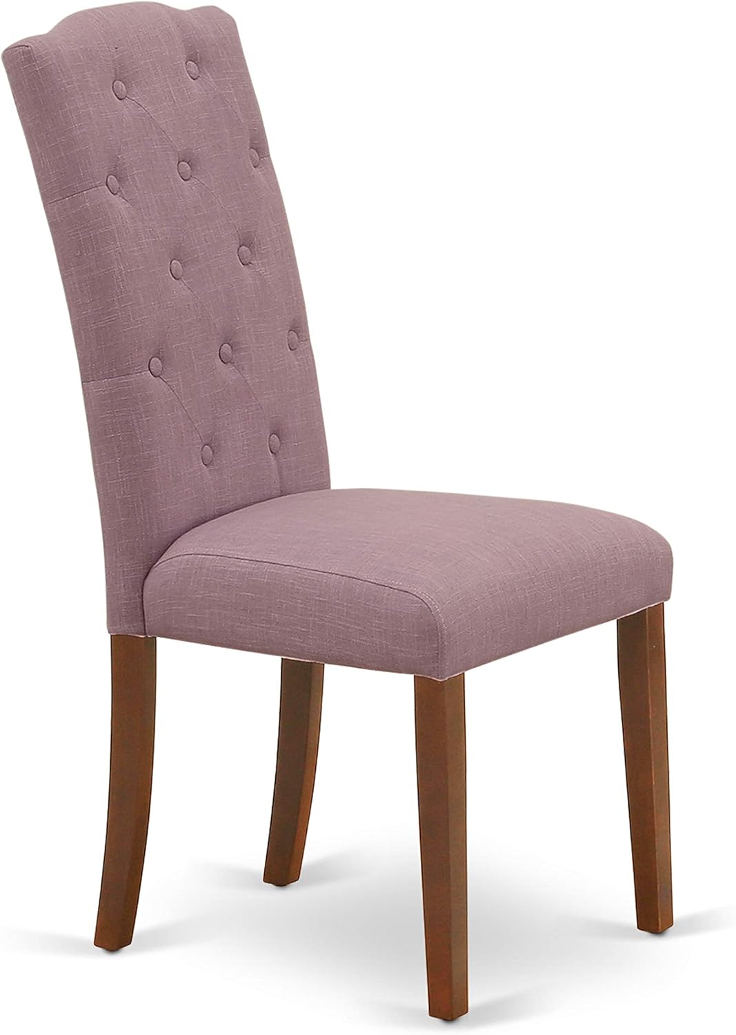 East West Furniture ESCE3-MAH-10 3 Piece Kitchen Table Set Contains a Round Dining Room Table with Pedestal and 2 Dahlia Linen Fabric Parsons Dining Chairs, 30x30 Inch, Mahogany