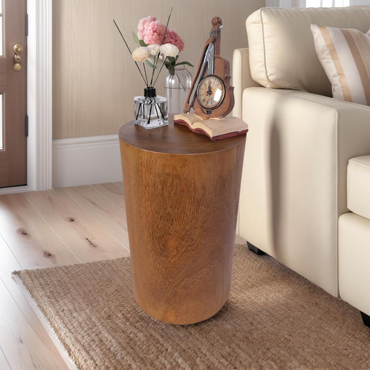 Athaliah Wooden Tree Stump Stool,Decorative Garden Stool Wood Stump Table Round Side Table Wood End Table,Rustic Vintage Table for Living Room Bedroom Balcony Family and Office 19.25" Tall