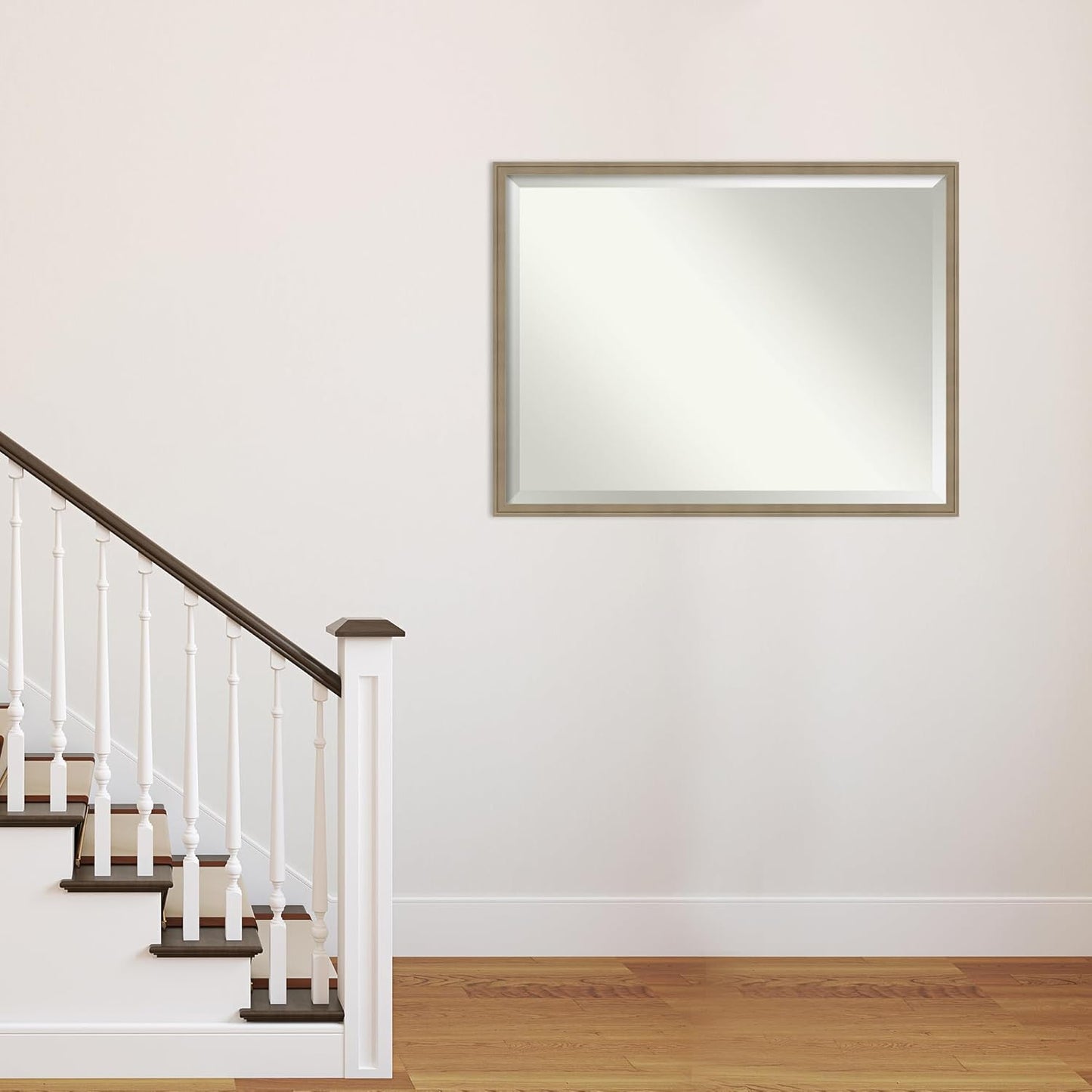 Amanti Art Brown Wall Mirror 32x42 Florence Light Brown Rectangle Bathroom Mirror for Wall Decor Living Room, X-Large Casual Frame, Hangs Horizonally and Vertically, Bathroom Decor, Beveled Edge