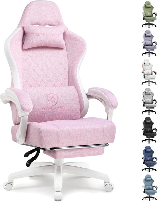 GTPLAYER Gaming Chair, Computer Office Chair with Pocket Spring Cushion, Linkage Armrests and Footrest, High Back Ergonomic Computer Chair with Lumbar Support Task Chair with Footrest