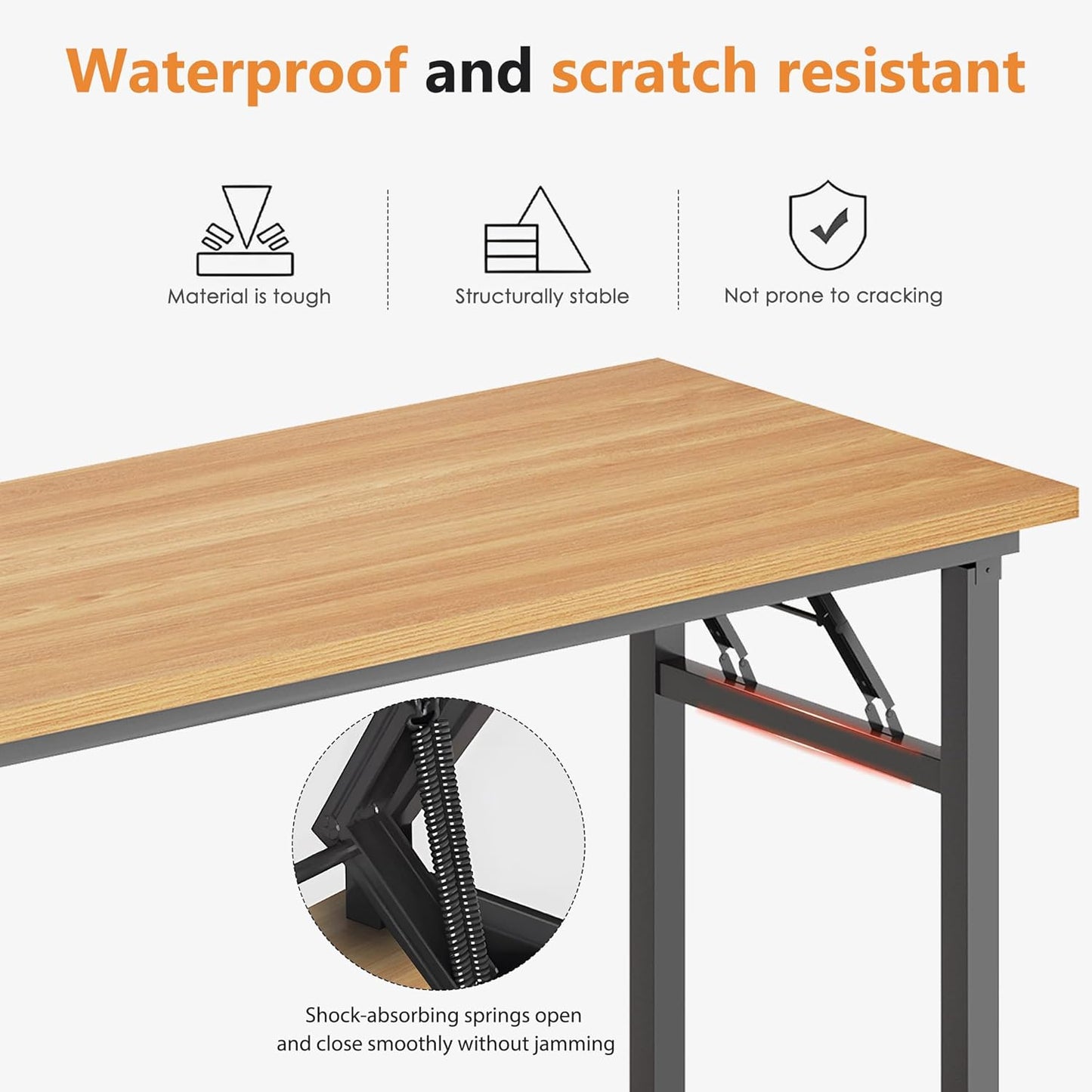 DlandHome Computer Desk 62 inches Office Desk Computer Table Study Writing Desk Workstation for Home Office Metal Frame Teak and Black