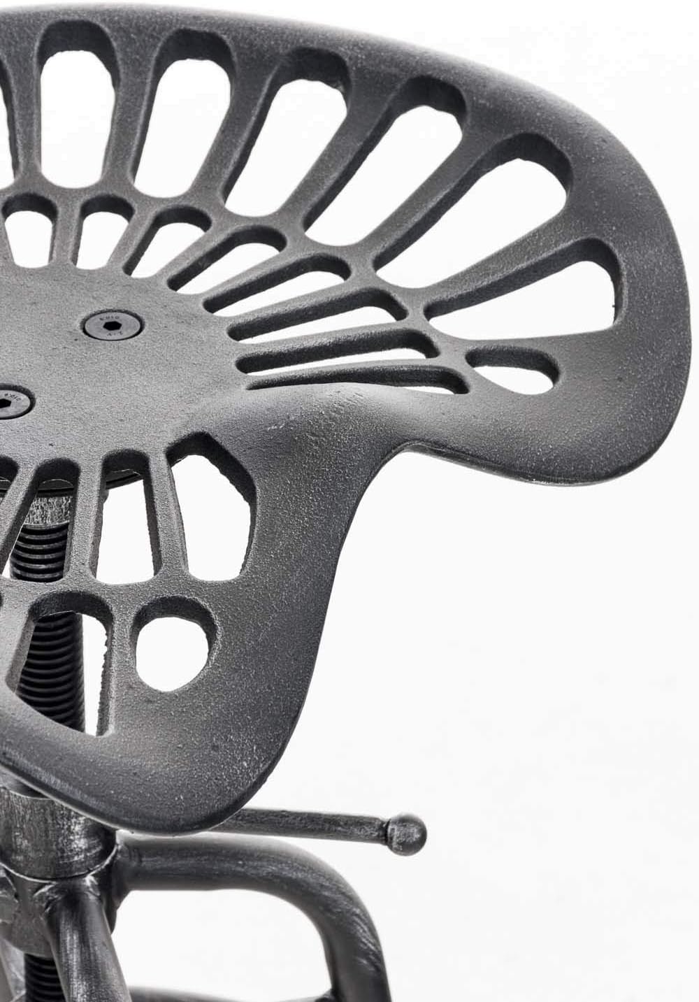 Diwhy Industrial Design Metal Adjustable Height Backrest Chair Vintage Tractor Saddle Bar Stool (Silver)