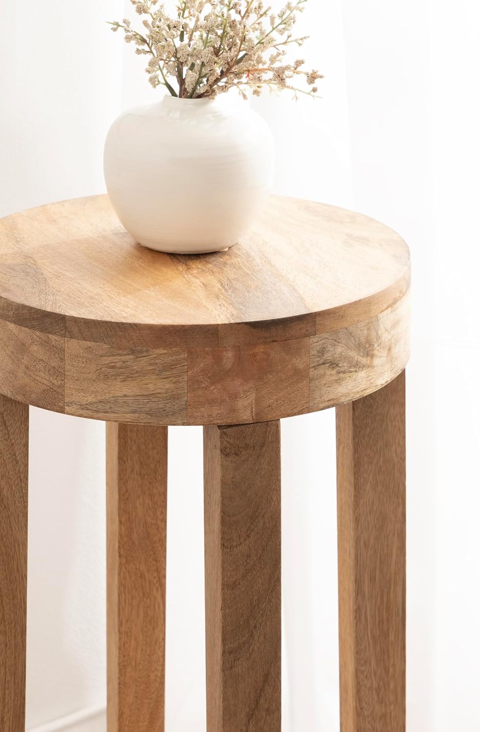 Kate and Laurel Talcott Modern Round Wood Side Table, 12 x 12 x 28, Natural Wood, Transitional Decorative Two-Tier End Table for Use as a Bedroom Nightstand or Living Room Plant Stand