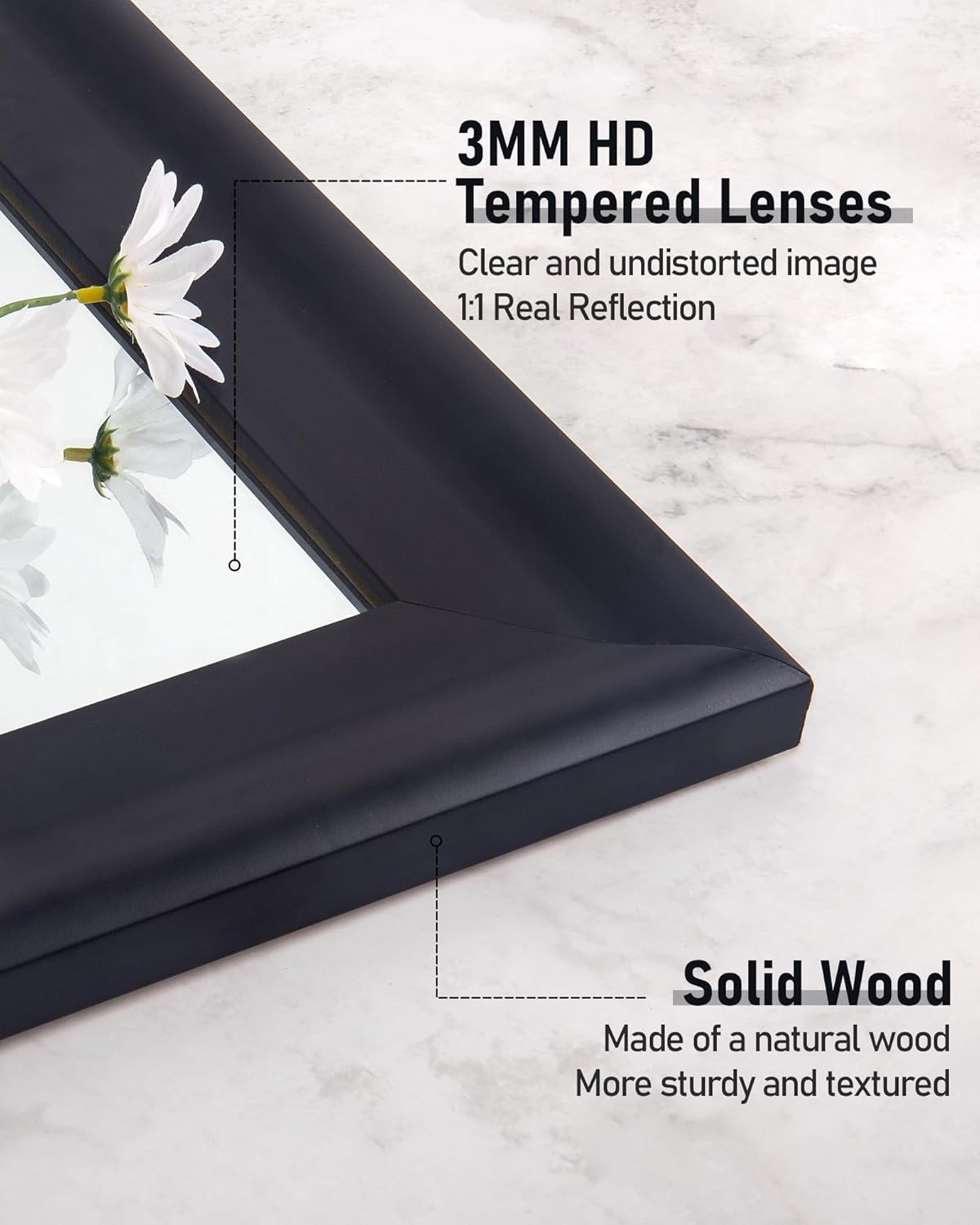 CULER Black Wood Wall Mirror for Bathroom,Rectangle 20 x 30 inch Hanging Vatiny Mirrors with Wooden Frame for Living Room,Bedroom,Entryway