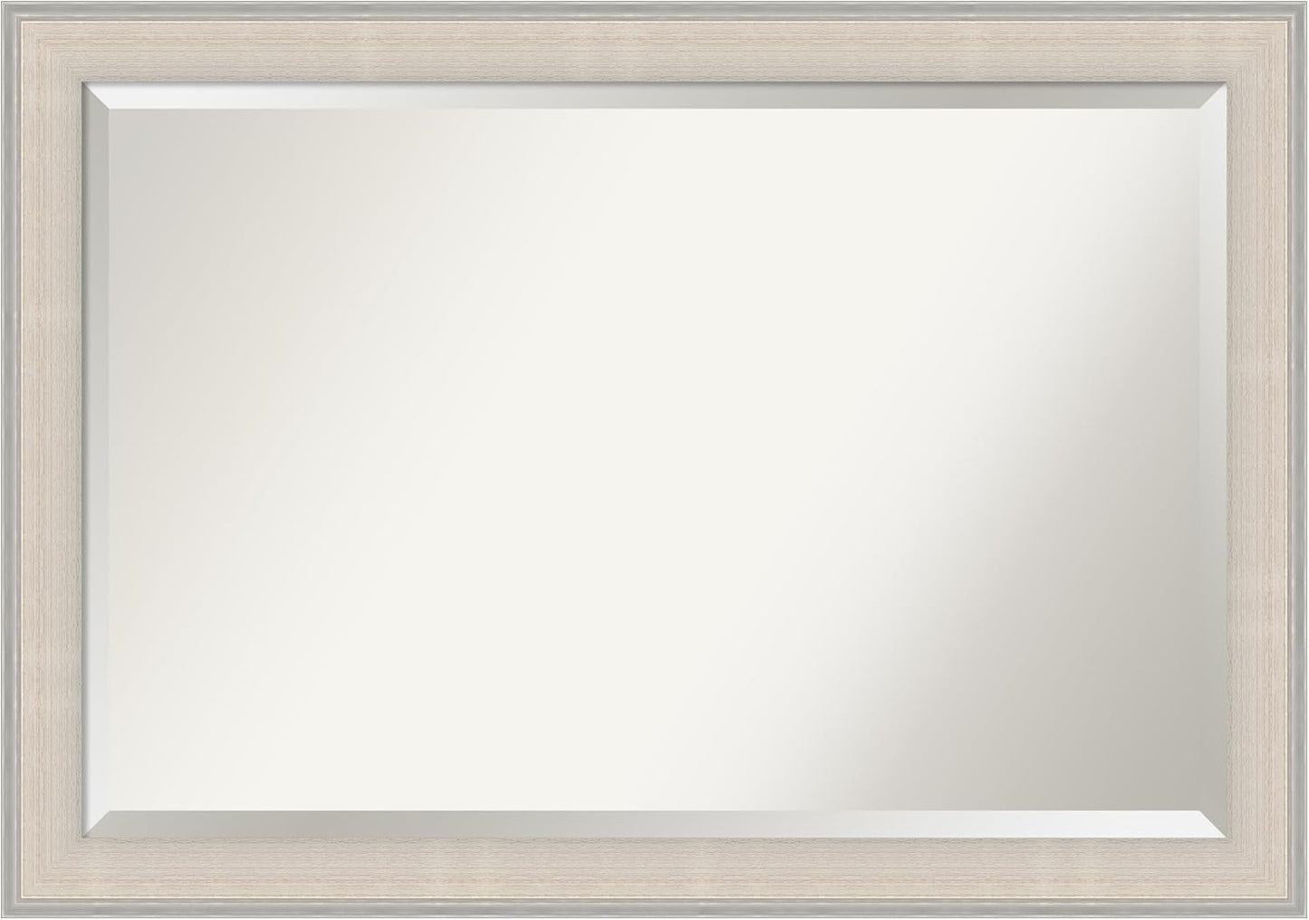 Amanti Art White Bathroom Mirror for Over Sink, 29x41 Cottage White Silver Rectangle Vanity Mirror, Large Coastal Wood Frame, Hangs Horizonally and Vertically, Bathroom Wall Decor, Beveled Edge