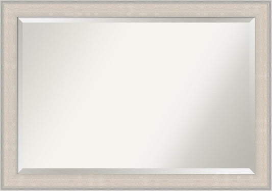 Amanti Art White Bathroom Mirror for Over Sink, 29x41 Cottage White Silver Rectangle Vanity Mirror, Large Coastal Wood Frame, Hangs Horizonally and Vertically, Bathroom Wall Decor, Beveled Edge
