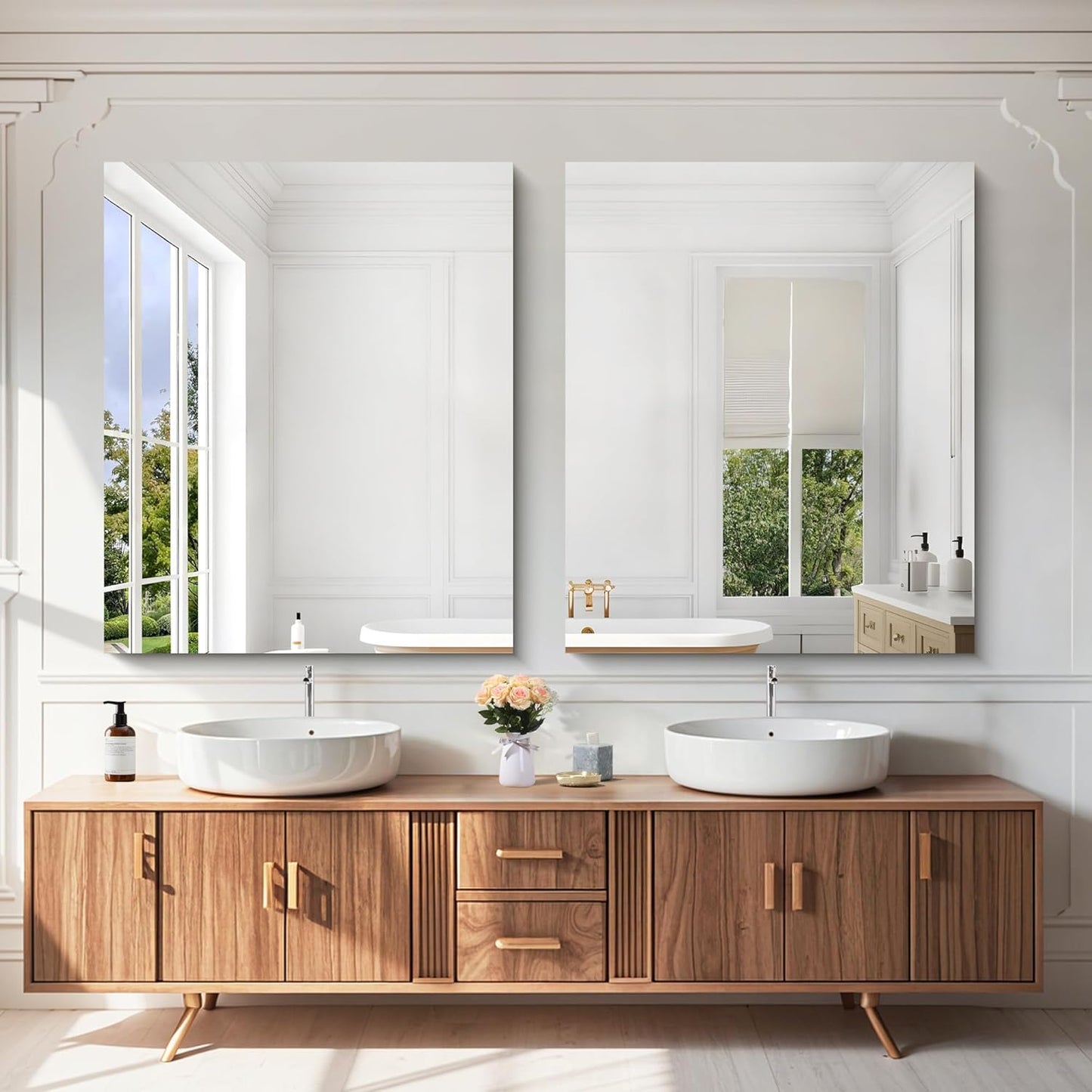 KOCUUY Frameless Bathroom Mirror, 30"x36" Frameless Mirror for Bathroom Sink, Unframed Mirrors for Wall Upgraded Shatterproof Design, Modern Decorative for Bedroom, Living Room, Entryway