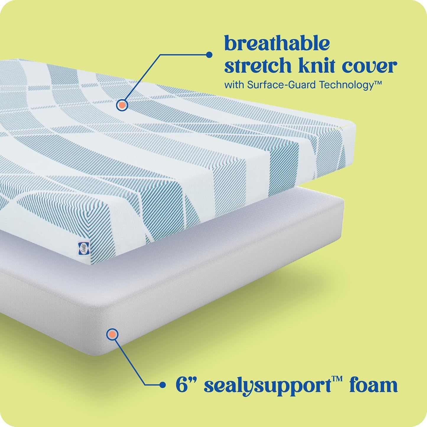 Sealy Dreamlife 6” Foam Mattress-in-a-Box, Twin XL, SealyComfort Gel Memory Foam, Surface-Guard Technology, Breathable Comfort