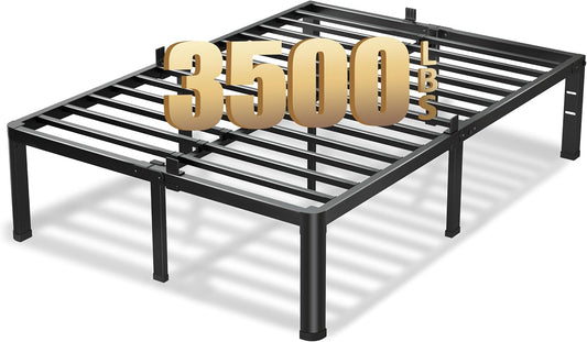 20 Inch King Size Bed Frame, 3500Lbs Heavy Duty Metal Platform with Round Corner Legs Mattress Slide Stopper, Steel Slat Support No Box Spring Needed, Noise Free, Non-Slip, Easy Assembly