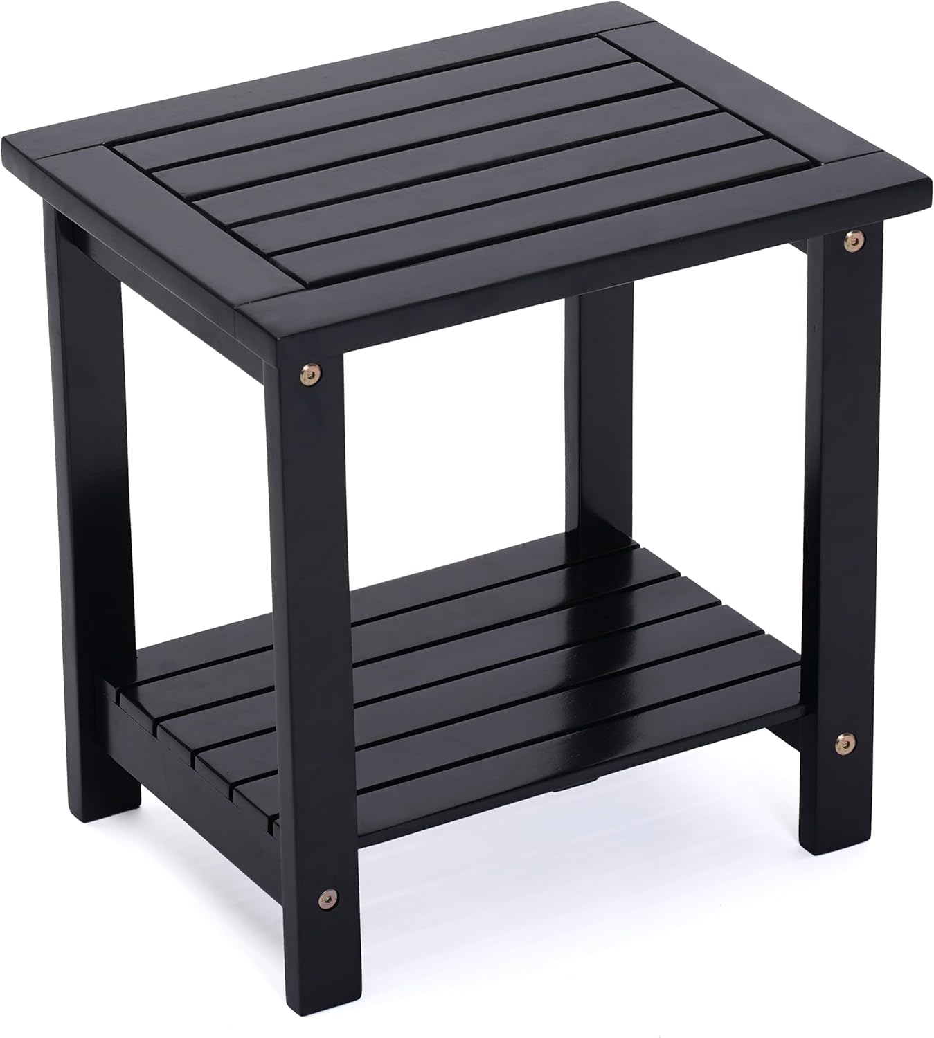 Adirondack Side Table – Weather-Resistant Rectangular End Table for Patio, Garden, Lawn, or Living Room | Indoor & Outdoor Wood Side Table, Rustic Style (Black)