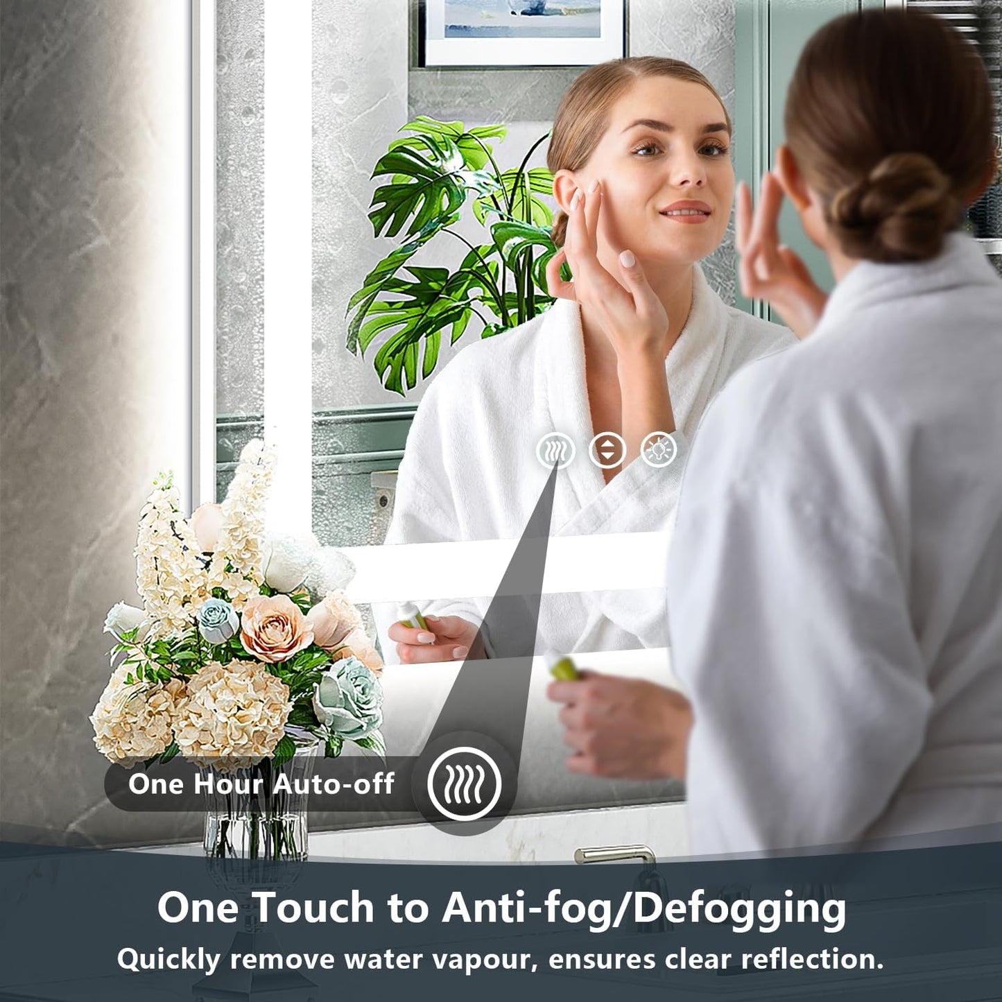 24x30 Inch LED Bathroom Mirror with Lights Front and Backlit Lighted Vanity Mirror for Bathroom Wall with 3 Colors Dimmable Anti-Fog Memory Shatter-Proof IP54 Waterproof Horizontal/Vertical