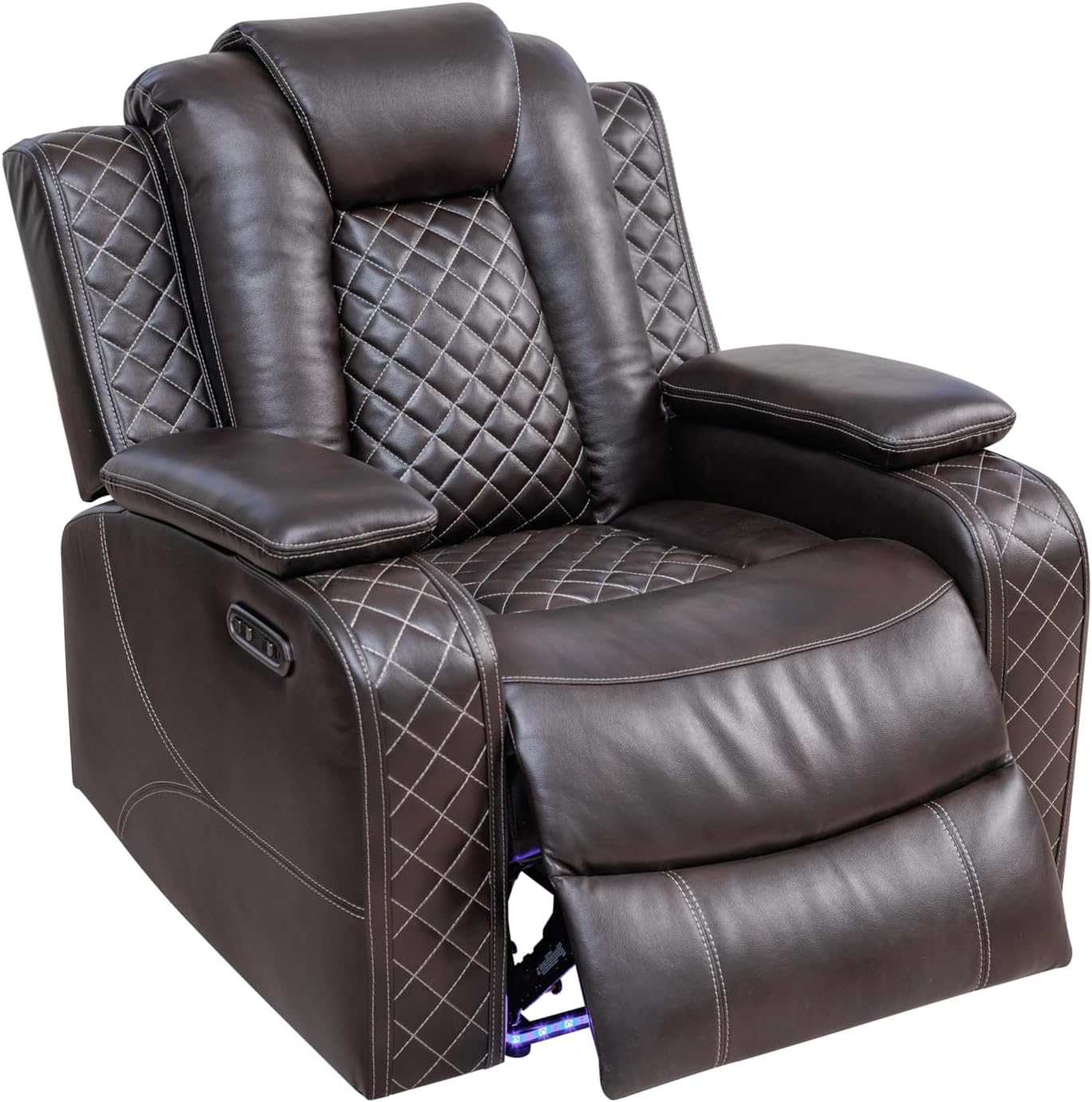 Ball & Cast Power Recliner Sofa Set Leather Reclining Sofa Set Living Room Furniture Set 3PCS Recliner Couch Loveseat & Chair Sets with Coffee Table,Reading Light,Cup Holders for Home Theater Seating