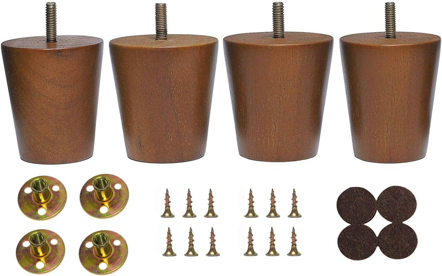 Round Wood Sofa/Couch/Chair/Ottoman Solid Wood Leg Walnut Finish (3 Inches,Set of 4)