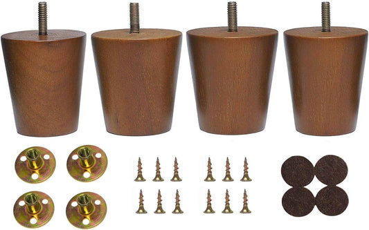 Round Wood Sofa/Couch/Chair/Ottoman Solid Wood Leg Walnut Finish (3 Inches,Set of 4)