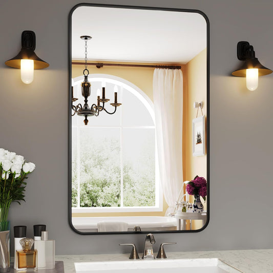 Rectangle Mirrors,30x48 Black Bathroom Mirror, Espejo para baño,Bathroom Vanity Mirror,Restroom Mirror,Wall Mirror for Bathroom
