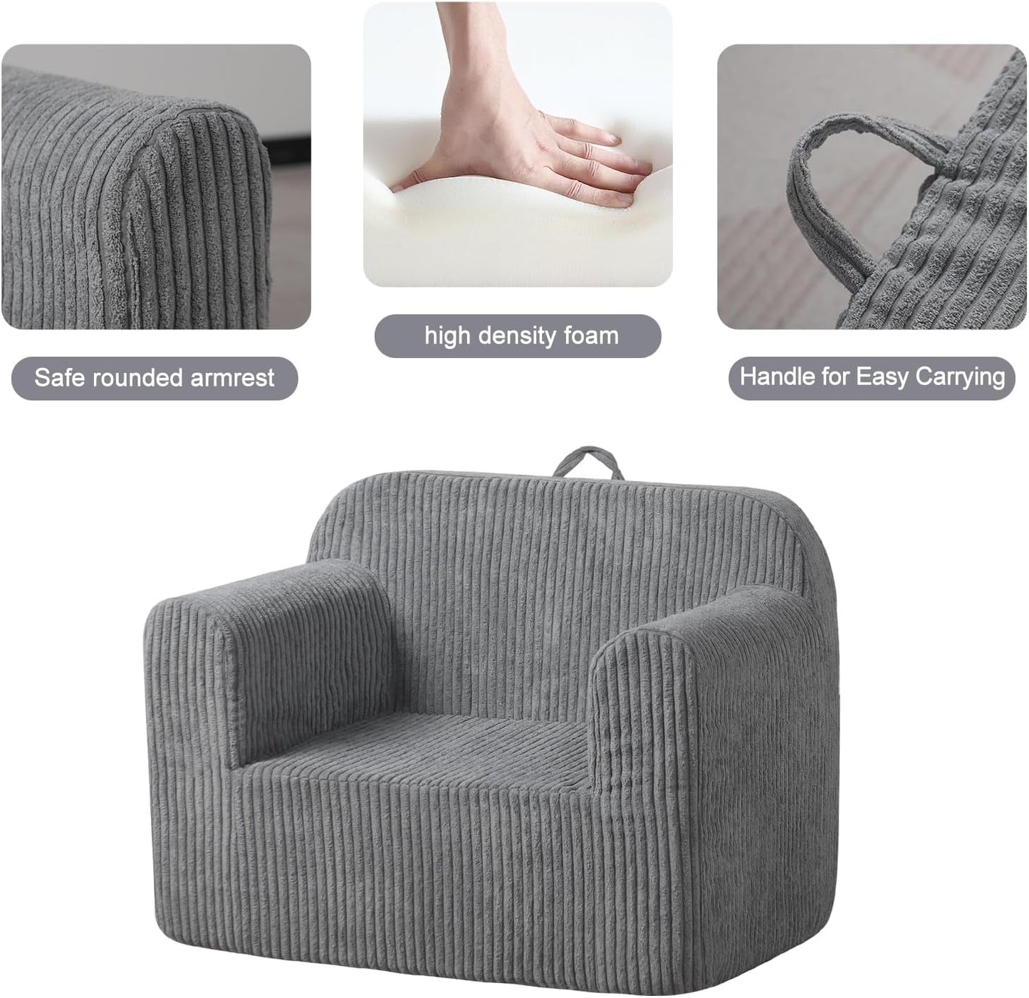 Getifun Foam Kids Sofa Chair, Comfy Toddler Couch,Soft Toddler Armchair for Boys and Girls (Gray)