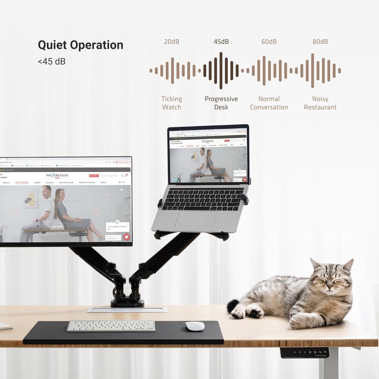 Progressive Desk Stand Up Adjustable Height Electric Standing Desk - 60"x30" Dual Motor, Computer Workstation Table for Home Office - Warm White, White Frame