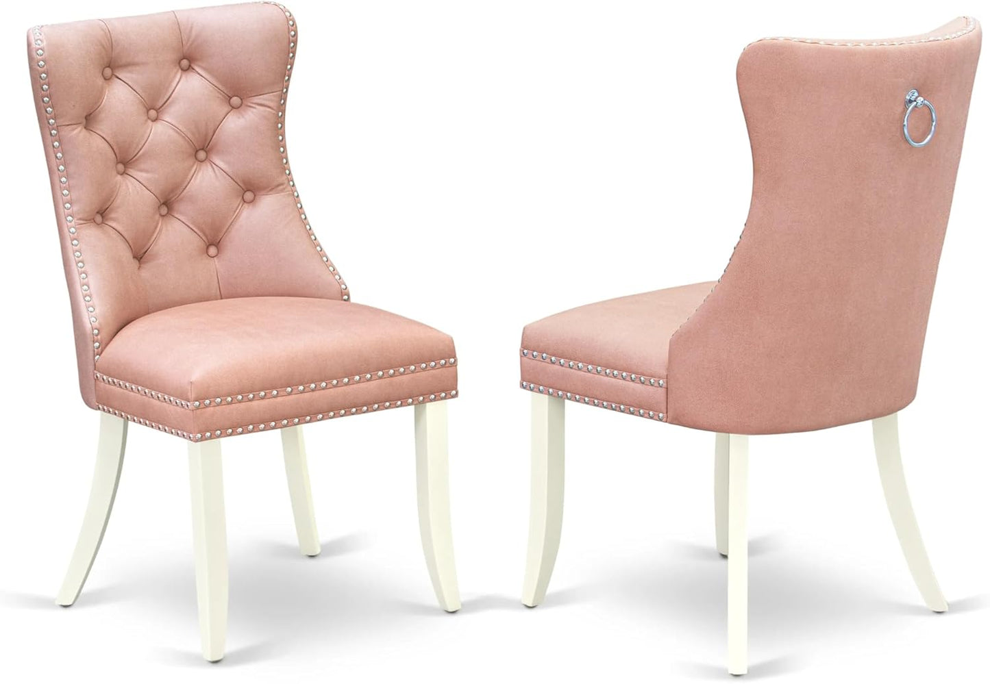 East West Furniture DODA9-LWH-23 9 Piece Kitchen Set Contains a Rectangle Dining Table with Butterfly Leaf and 8 Polyester Fabric Upholstered Chairs, Linen White