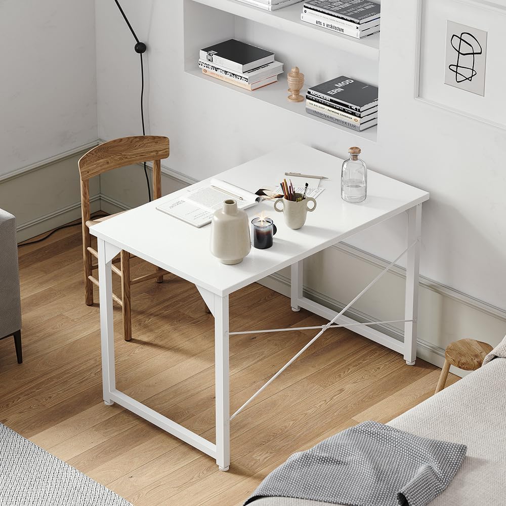 Cubiker Computer Desk, 32 inch Small Home Office Desk for Small Spaces, Modern Simple Style for Home, Office, Pure White