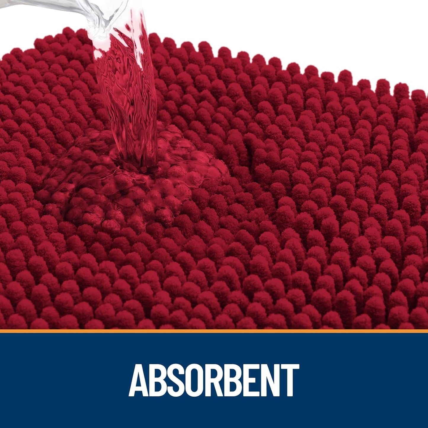 OLANLY Door Mat for Muddy Dog Paws 48x30, Ultra Absorbent Chenille Mud Doormat with Paw Print Design, Non-Slip Washable Doormat for Indoor Entryway, Quick-Dry Pet Bed Mats for Dirty Dogs, Red