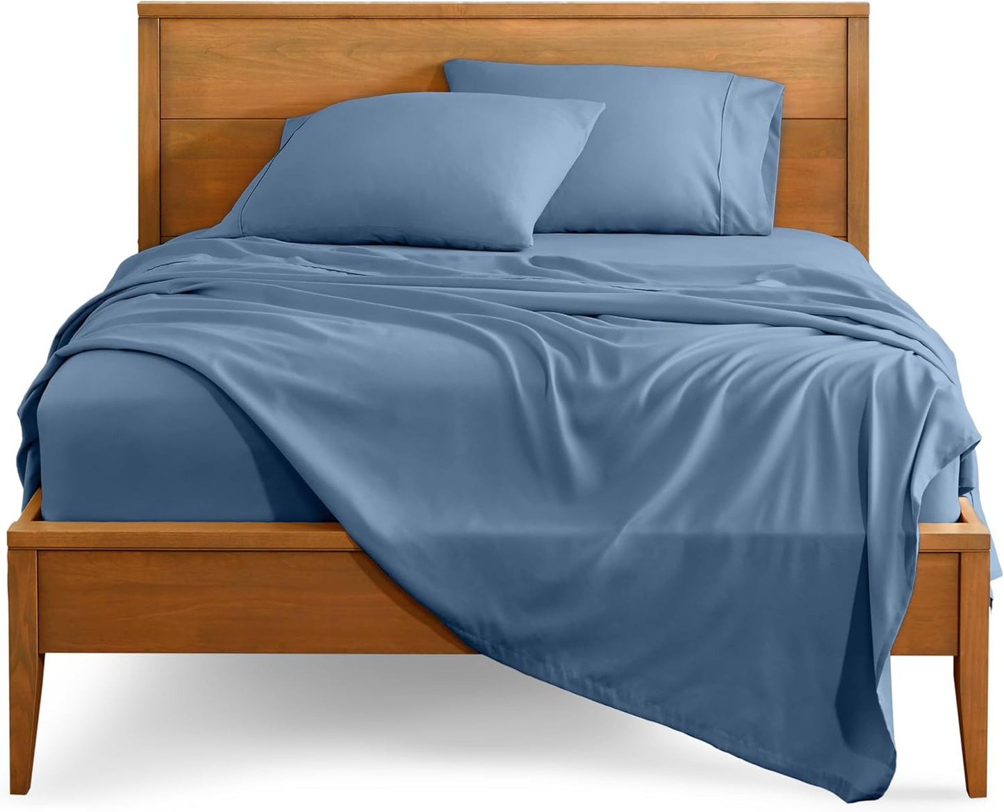 Bare Home Short Queen Sheet Set - 1800 Ultra-Soft Microfiber - Double Brushed - Deep Pockets - Easy Fit - 4 Piece Set - Bed Sheets (Short Queen, Coronet Blue)