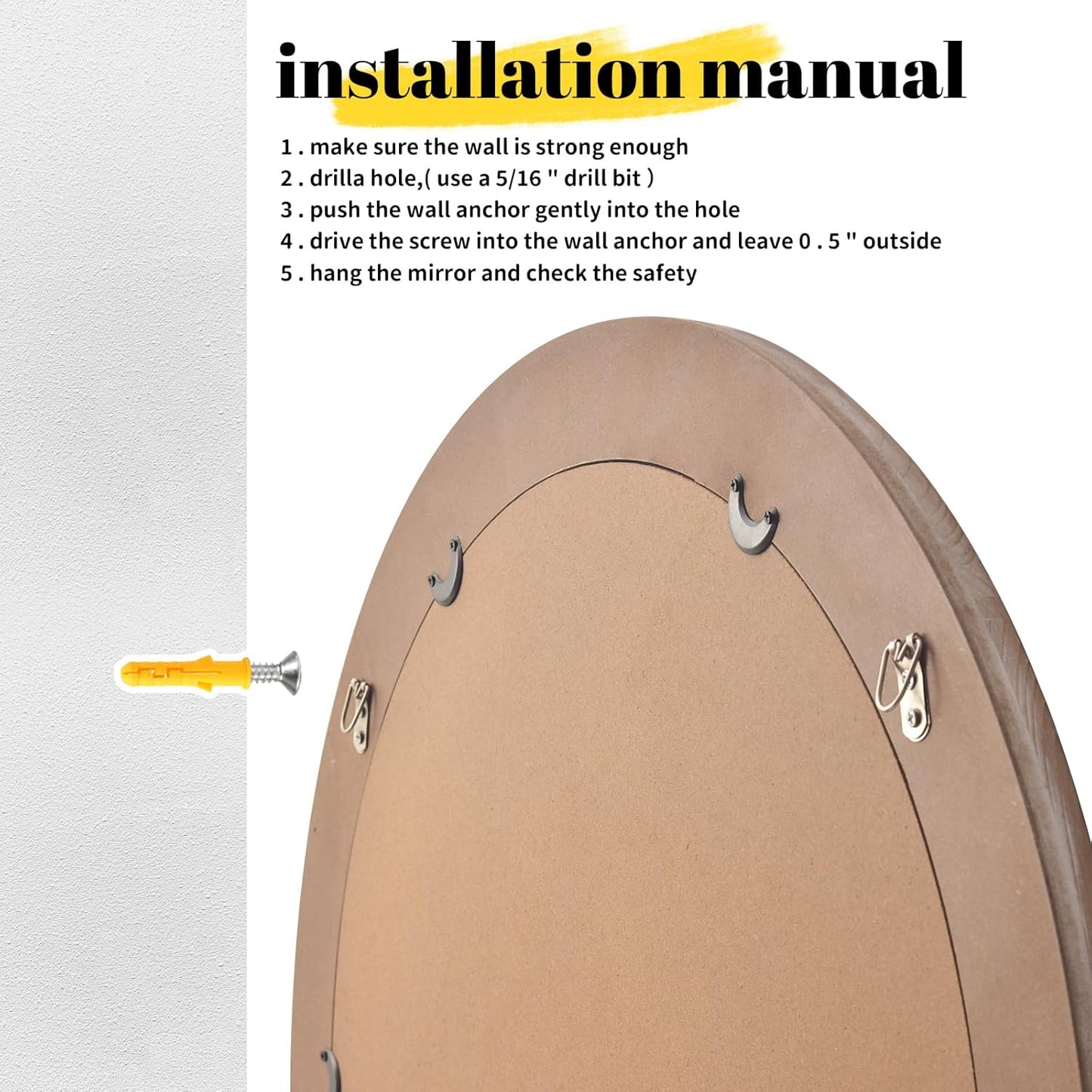 sawsile 24x30'' Rustic Oval Wood Mirror,Decorative Farmhouse Oval Mirrors,Vanity Nature Mirrors for Bedroom, Bathroom, Living Room,or Entryway