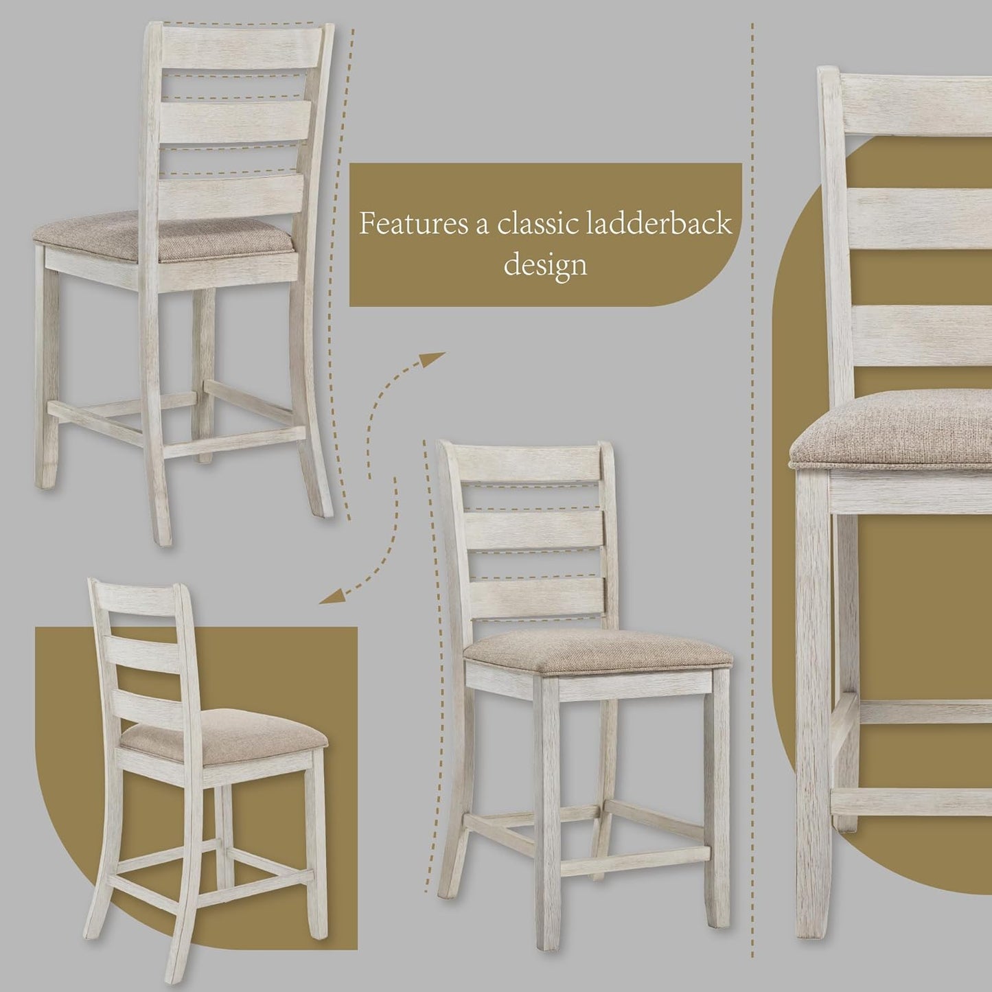 Signature Design by Ashley Skempton 24" Counter Height Upholstered Barstool, Set of 2, Antique White