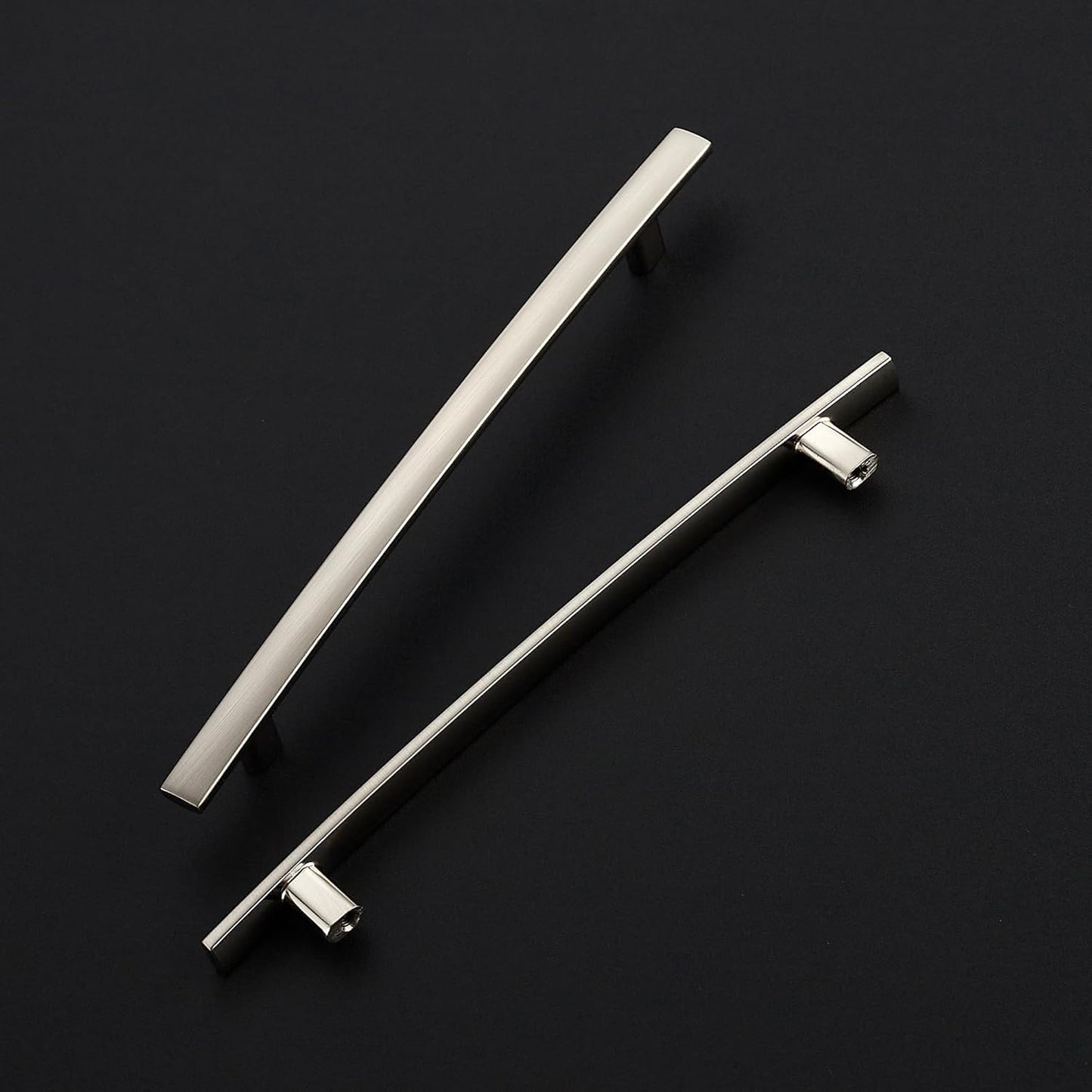 5 Pack Cabinet Handles 6.25" Hole Center - Curved Cabinet Pulls Brushed Nickel Drawer Pulls for Kitchen Cupboard Solid Hardware for Dresser Drawer Arch Hardware