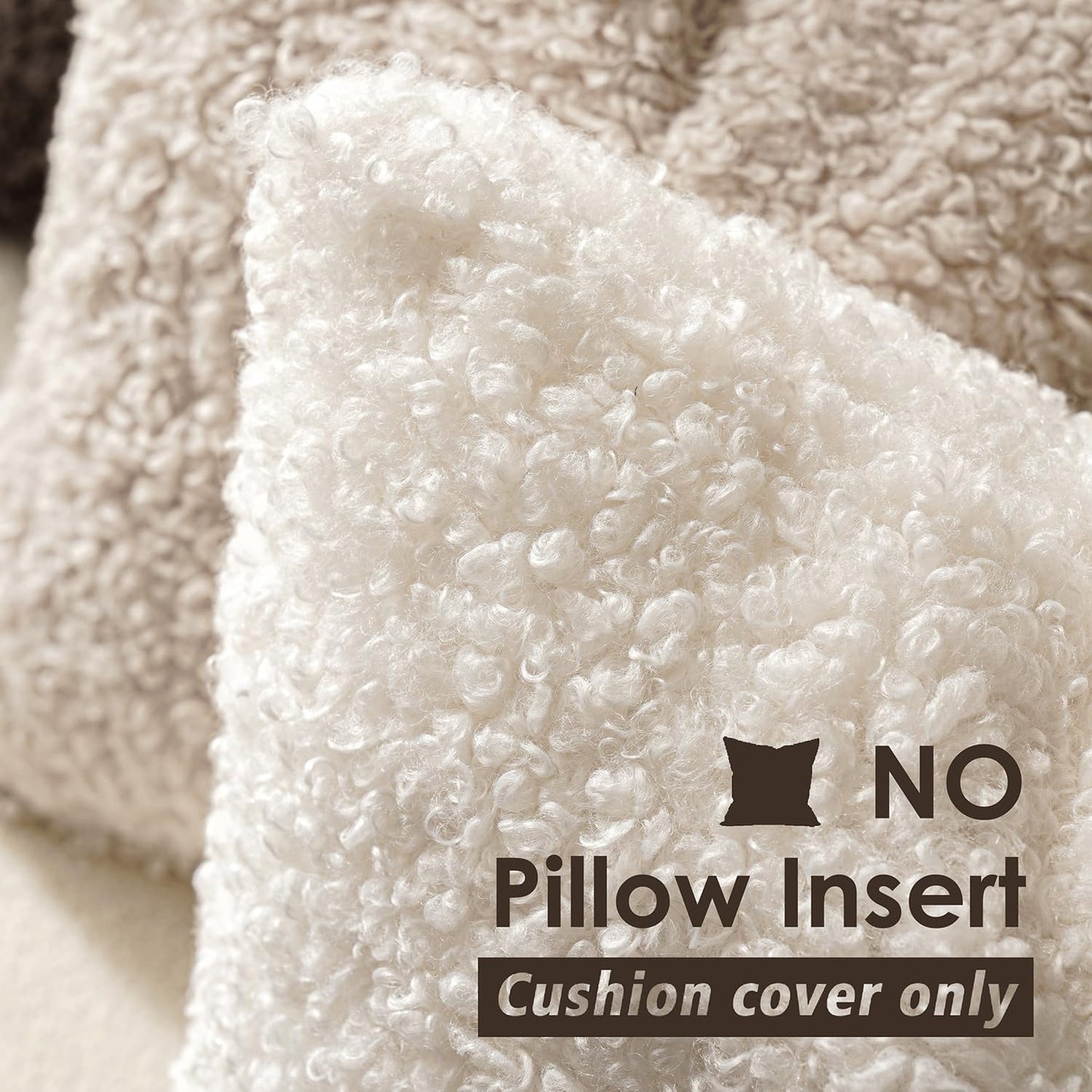 Foindtower 2 Pieces 22x22 Inch White, Faux Fur Throw Pillow Cover Accent Sherpa Pillow Fuzzy Soft Pillowcases Sheepskin Decorative Fleece Cushion Case for Bed Couch Living Room