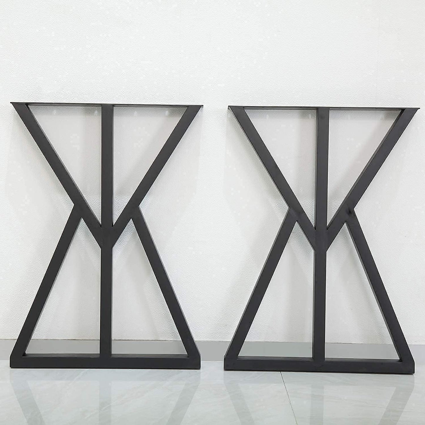 SSS Furniture 2 Pcs Industrial Metal Furniture Legs (H28 x W20) Rustic Decory Triangular Coffee Table Legs, Heavy Duty Metal Desk Legs, Dining Table Legs, DIY Cast Iron Bench Legs,Black