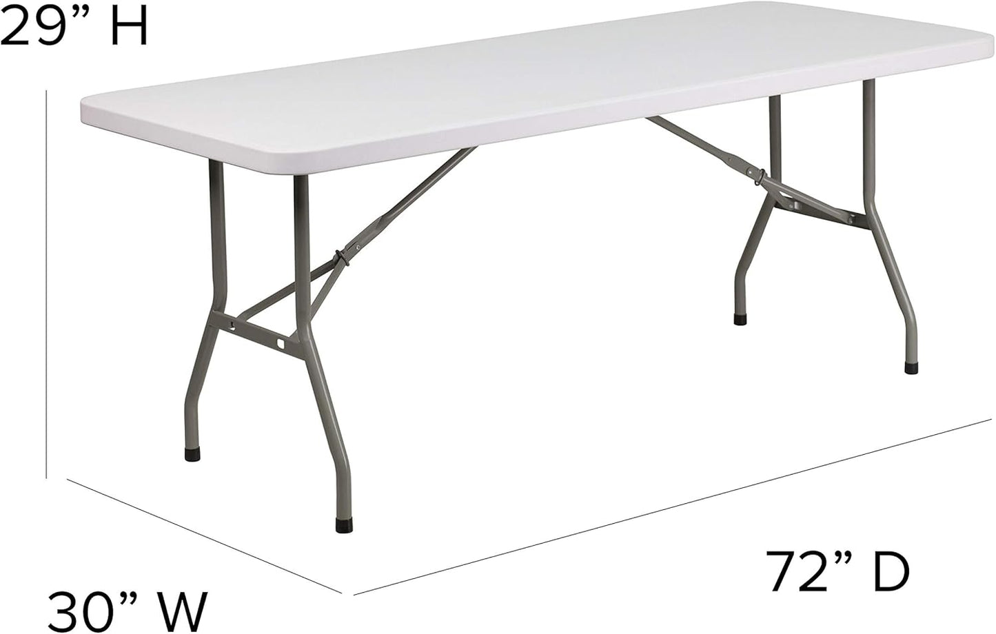 Flash Furniture Elon 6' Rectangular All-Occasion Plastic Folding Event Table, Folding Banquet Table for Indoor/Outdoor Events, White