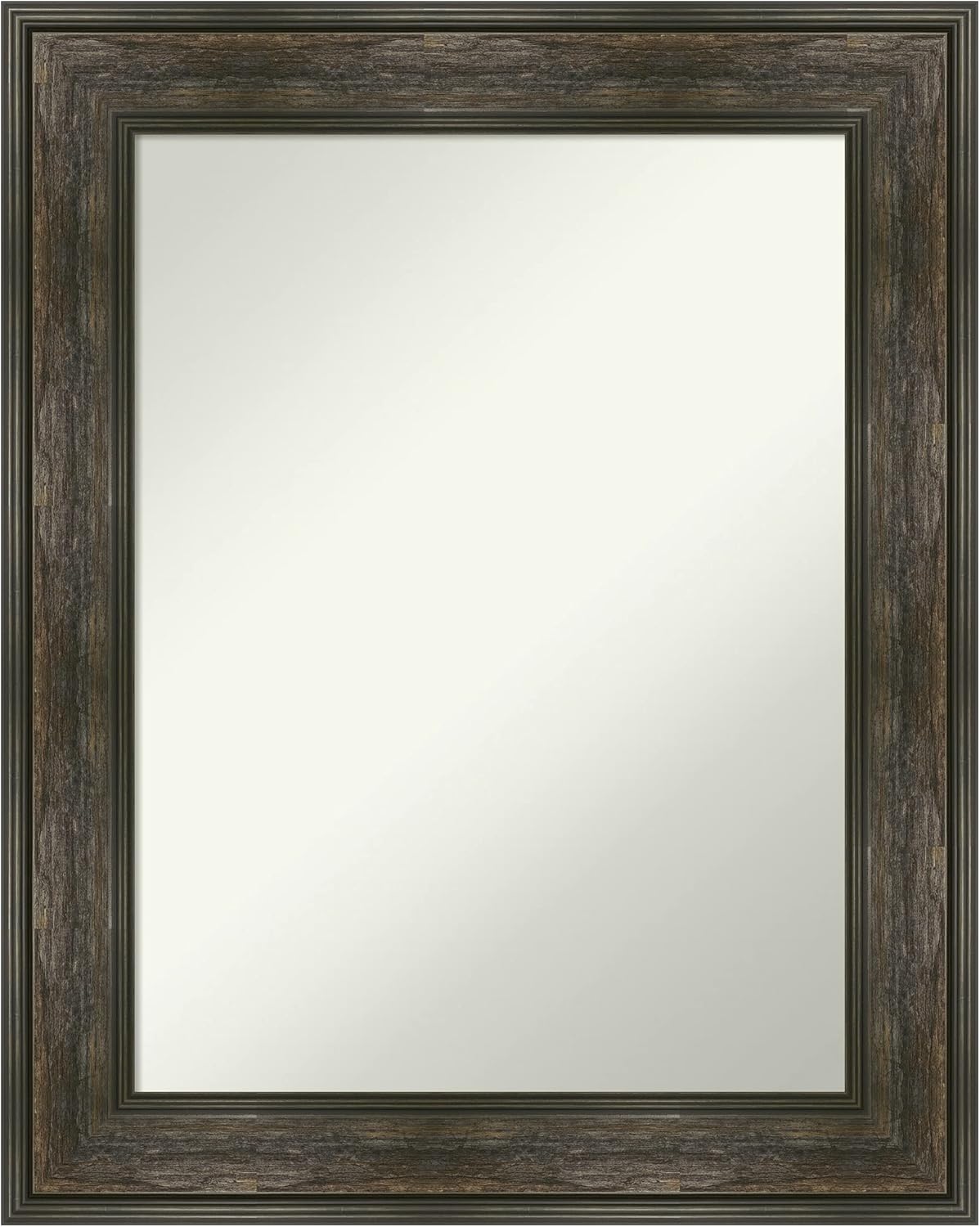 Amanti Art Grey Bathroom Mirror for Over Sink, 28x22 Pinstripe Plank Grey Narrow Rectangle Vanity Mirror, Medium Country Rustic Frame, Hangs Horizonally and Vertically, Bathroom Wall Decor