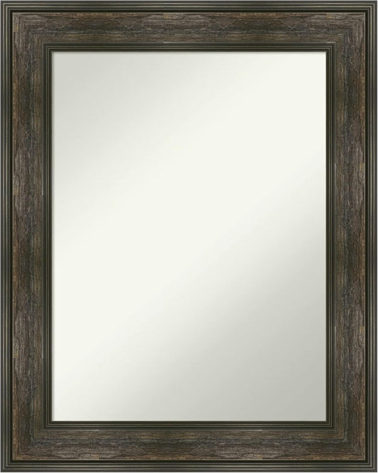 Amanti Art Grey Bathroom Mirror for Over Sink, 28x22 Pinstripe Plank Grey Narrow Rectangle Vanity Mirror, Medium Country Rustic Frame, Hangs Horizonally and Vertically, Bathroom Wall Decor
