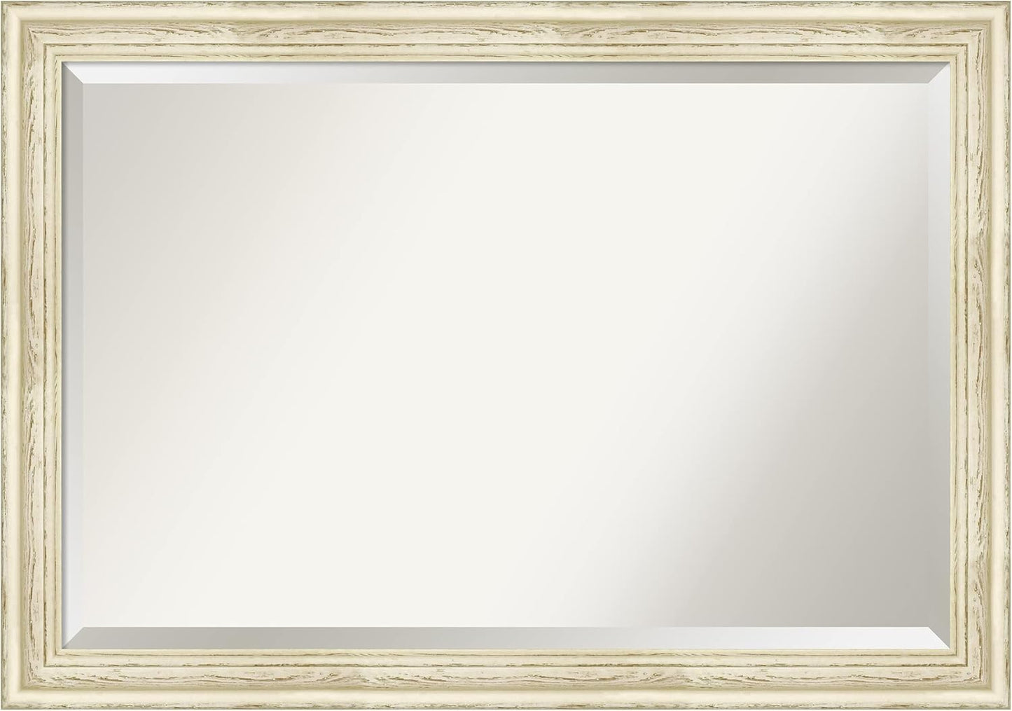 Amanti Art White Bathroom Mirror for Over Sink, 29x41 Country White Wash Rectangle Vanity Mirror, Large Rustic Farmhouse Wood Frame, Hangs Horizonally and Vertically, Bathroom Wall Decor, Beveled Edge